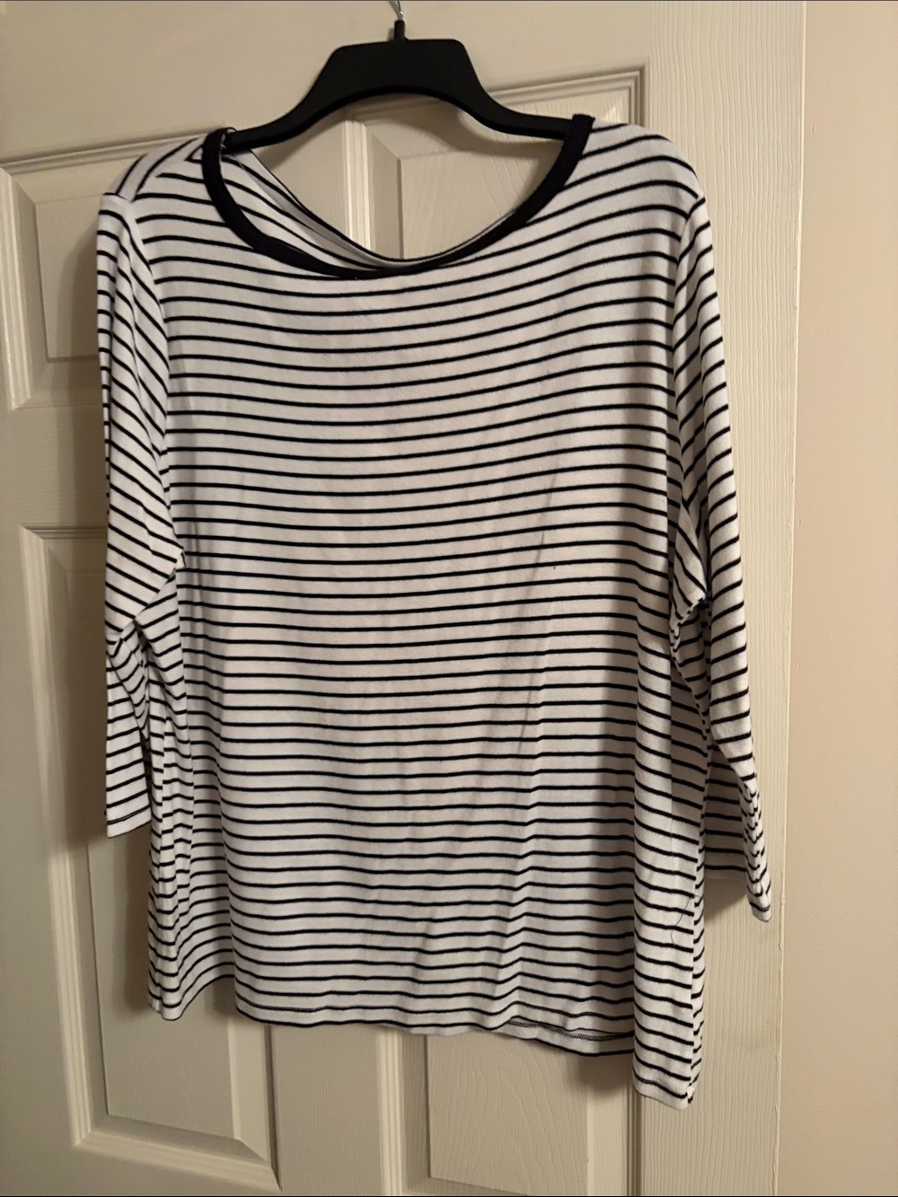 Time and Tru Black and White Striped Long Sleeve Tee